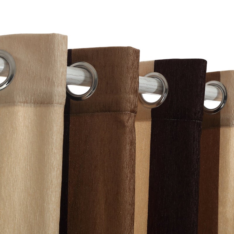 VIAGL Bedroom Curtains Absolute Heat Insulation Chenille Vertical Striped Color Window Curtains Living Room Buttonhole Curtains Single Panel (W52xL95  Brown) - Image 4